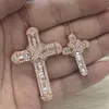 Choucong Unique Luxury Jewelry 925 Sterling Silver&Rose Gold Fill Full Princess Cut White Topaz CZ Diamond Cross Pendant Clavicle 182c