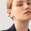 Französische minimalistische Mode, High-End-Metall-Doppelkugel-Ohrringe und Ohrclips für Damen, leichter Luxus-Design-Charm-Schmuck-Trend