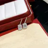 Dainty Sweet All Diamond Zircon Stone Designer Boucle d'oreille en argent sterling Dangle Boucles d'oreilles Party de bureau Classique Light Diamond Boucles d'oreilles Cadeau d'anniversaire Bijoux