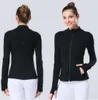 LU-213 Giacca da yoga Cappotto sportivo da allenamento definito da donna Fitness lu Sport Abbigliamento sportivo ad asciugatura rapida Top Felpa con zip solida Abbigliamento sportivo Vendita calda LL