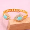 Bangle Water Drop Rhinestone Banglering Set Gold Plated Adjustable Size For Women Middle East Wedding Jewelry