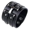 Trendy Punk Rock Bracelets Male Female Personality Hip Hop Style Accessories PLB011 Black Leather Woven Wristband Jewelry4024346