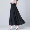 Rokken 2023 Zomer Chiffon Bloemen Gedrukt Vrouwen Maxi Lange Boho Strandrok Elegante Hoge Taille Casual Ruches A-lijn