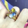 Ring 23 färger enkla runda godisstil Ring naturlig glimmer turkos kristallring för kvinnor godisring födelsedagspresent 231226