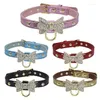 Hundhalsar söta pu läder valp krage bling rhinestone bowknot chihuahua för små medium större XS-L-tillbehör