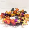 ハロウィーンの装飾カボチャの収穫シルクフォールフロントドアリース17 7インチ屋外の花輪感謝祭のギフトホーム装飾Y0901295G