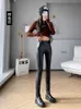 Women Autumn Fleece Matte Pu Leather Pants Leggings Elastic Slim Skinny Leggings Windproof Winter Warm Sexy Legging 231226