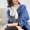Verklig mink päls halsduk halsduk med naturlig silver räv vinter varm för kvinnor