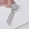 Броши минималистичный блестящий кристалл цепочка со звездами с кисточками для женщин унисекс корейская мода Egirl костюм рубашка брошь шпильки вечерние украшения