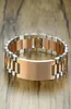 Herren TwoTone Rose Gold Ton PresidentStyle mit ID-Tag-Platte Link-Uhrenarmband-Armband Inspiration Gravierbarer Herrenschmuck2303540