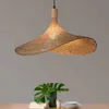 Lights Hand Make Bamboo Wicker Led Pendant Lamps Ceiling Vintage Hanging Lamp Rattan for Dining Room Lighting Suspension Design Li255H