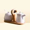 Classial Porcelain Sugar Bowl And Oil Bottle Set Convenience Ceramic Spice Jar For Kitchen Salt Shaker Soy Sauce Pot9266094