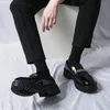 STRONGSHEN Männer Leder Casual Handgemachte Schuhe Plattform Loafers Slipon Hohe Qualität Grün Dicken Boden Oxford Hochzeit 231226