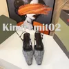 Designer sandaler slingback klackar pump klackar kvinnor klädskor aria sandal platt gummiläder höga klackar kristaller glittrande tryckskor sommar ankel rems toft