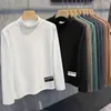 T-shirts voor heren Casual halfhoge hals Basic T-shirt Lange mouw Effen kleur Dikke stretch Dieptepunt Tee Tops Ondershirt Shirtkleding