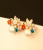 très belle mode luxe designer coloré cristal fleur diamant zircon perle super scintillant boucles d'oreilles pour femme silve5593471