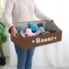 Cão vestuário personalizado caixa de brinquedos acessório armazenamento bin com alças pet organizador cesta para brinquedos roupas cobertores trelas pug