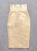 Beaukey Sexy Metallic Gold Midi Bandage spódnica dla kobiet impreza klub nocny spódnica czarna dama bodycon Celebrity xl 231226