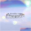 Anneaux de cluster S925 Sterling Sier FL Stars Bague Demi-Cercle Une rangée Pure Zircons Diamants Ins Classique Casual Femmes Finger Band Cadeau Dro Dhcri