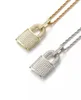 Hip Hop Full Diamond Pendant Gold and Silver Personlig Creative Peace Lock Charm Necklace European och American Men039S Stre7983913