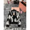 Damessweaters Designer Lingge mohair trui met V-hals voor dames 2023 herfst/winter nieuwe luie stijl kleurblokkerend los vest met lange mouwen ZK8X