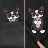 Homens camisetas Bonito Pitbull Bolso Algodão T-shirt Marcas de Moda Verão Pet Dog Manga Curta Estilo Harajuku Homens Mulher Casual Tee