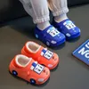 Children's Cotton Slippers Boys Girls Winter Waterproof Cartoon Car Cotton Shoes Indoor Soft Soles Fur Baby Home Slippers 231226