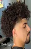 Unidade masculina completa pu toupee afro curl 12mm peruca masculina indiano remy substituição de cabelo humano para men2927674