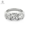 LESF Damen-Ring aus 925er-Sterlingsilber, 3 Steine, 2 Karat, Rundschliff, SONA, simulierter Diamant, Verlobungsringe 2103304971466