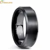 BONLAVIE classique Vintage hommes bague bijoux 8mm largeur poli placage noir tungstène acier anneau pour hommes mâle mariage cadeau 1238d