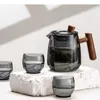 Minimalista de vidro chá café pote tipo portátil teaware puer chá copos conjunto cozinha mesa bule chaleiras conjunto garrafas água 231225