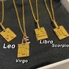 Twelve constellations square brand necklace to send friends souvenir men's and women's necklace advanced trend cool star recommended gold necklace