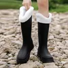 STRONGSHEN Fashion Women Rainboots PVC Waterproof Rubber Warm Fur Boots Non-slip Wear-resistant Knee-high Boots Zapatos Mujer 231226