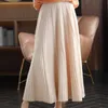 純粋なカシミアA-ラインスカート女性秋ニットプリーツロングスカート100％ウールラージサイズハイウエスト韓国バッグヒップベーススカート231226