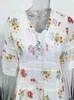 Klänningar vintage spets chiffong klänning avslappnad bloss ära vneck tryckt semester långa klänningar 2022 sommar mode koreanska kvinnor kläder