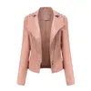 Kunstlederjacke Damen Nieten Motorradjacke Frühling Moto Biker Reißverschlussjacke Herbst Oberbekleidung Schwarz Braun Rosa XS 231226