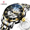 Top orologio da uomo 41 mm meccanico automatico in acciaio inossidabile movimento cavo vetro rinforzato minerale specchio luminoso corona a spirale impermeabile