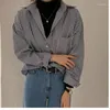 Blouses Femmes Chemises Femmes À Manches Longues Col Rabattu Chemise À Rayures Pour Dames Femmes Casual Vêtements Lâches Printemps Automne Tops