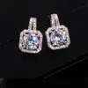 Top vente bijoux de luxe 925 en argent sterling coupe ronde topaze blanche CZ diamant pavé pierres précieuses carré populaire femmes mariage Stud Earr292Z