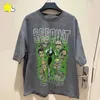 2024SSサマーストリートウェアプリントビンテージウォッシュグレーTシャツティーメンズ女性高品質のコットンTシャツトップ