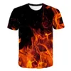 Модная мужская одежда. Модная и модная новая повседневная футболка с горящим синим пламенем и 3D цифровым принтом для пары с короткими рукавами.