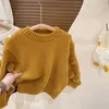 Sonbahar Kış Kızları Örme Dış Giyim Çocukları Sevimli Sweaters Yuvarlak Boyun Külot Kıyafet Çocuk Moda Giyim Sıcak Kız Kostüm 231226