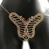 Stonefans Sexy Vrouw Vlinder Slipje Ondergoed Bling Crystal Rhinestone Bikini Thong Taille Buik Keten Lichaam Jewelry191r