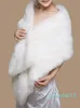 Plush Cold-Boses Wrap Evening Party Dress Bride White Shrug Cover Up For Wedding