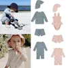 Set 2021 Ny sommar KS -märke barn badkläder uppsättningar för pojkar flickor modetryck baddräkter baby barn söta bikini kläder kläder