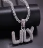 AZ nome personalizzato lettere minuscole collana pendente zircone gioielli hiphop con catena di corda da 24 pollici per regalo22949294410628