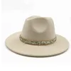 Drill Band Fedoras Hat Women Men Natural Color Unisex Fashion Church Panama Woolen Jazz Cap Brim Wholesale 231226