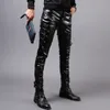 Houzhou Goth Motorcykelläderbyxor Faux Gothic Man Skinny Moto Trousers Male Harajuku Streetwear Hip Hop 5xl 231225