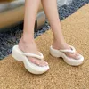 Chinelos sandalet plataforma casual para mulheres verão sandálias de cunha coreana tendência clip toe flip flops praia slides
