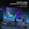 Hörlurar headset stativ RGB Gamer hörlurar skrivbordshållare med 3 USB -laddare portar 3,5 mm port